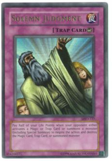 Yu-Gi-Oh Card - MRD-127 - SOLEMN JUDGMENT (ultra rare holo)
