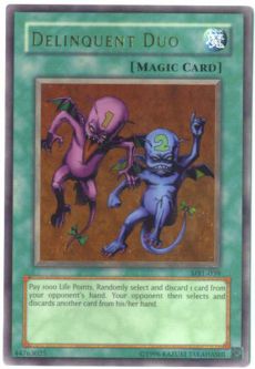 Yu-Gi-Oh Card - MRL-039 - DELINQUENT DUO (ultra rare holo) *Played*