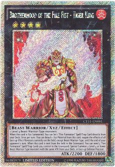 Yu-Gi-Oh Card - CT11-EN001 - BROTHERHOOD OF THE FIRE FIST - TIGER KING (platinum secret rare holo)