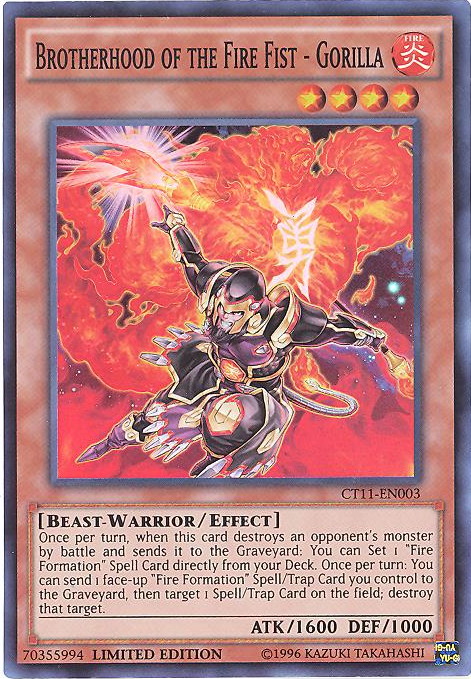 Yu-Gi-Oh Card - CT11-EN003 - BROTHERHOOD OF THE FIRE FIST - GORILLA (super  rare holo)