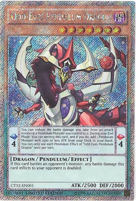 Yu-Gi-Oh Card - CT12-EN001 - ODD-EYES PENDULUM DRAGON (secret rare holo)