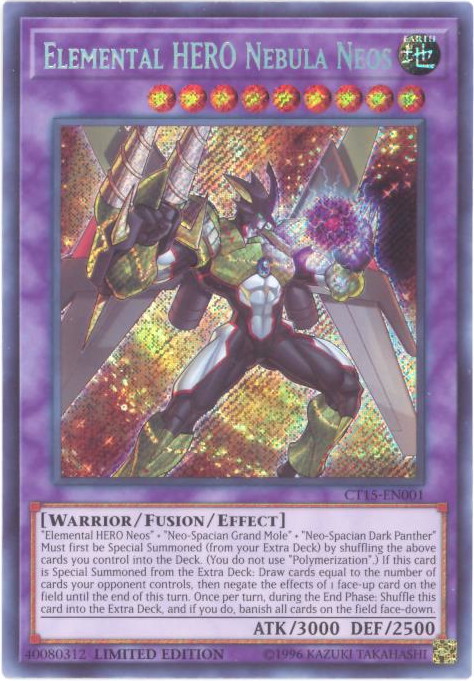 Yu-Gi-Oh Card - CT15-EN001 - ELEMENTAL HERO NEBULA NEOS (secret rare holo):  BBToyStore.com - Toys, Plush, Trading Cards, Action Figures & Games online  retail store shop sale