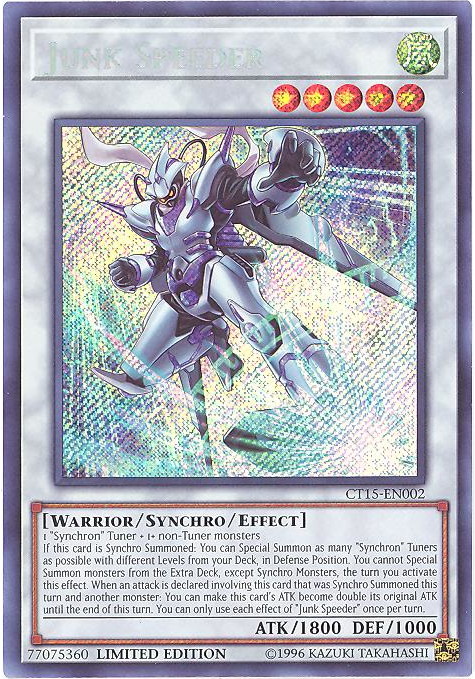 Yu-Gi-Oh Card - CT15-EN002 - JUNK SPEEDER (secret rare holo