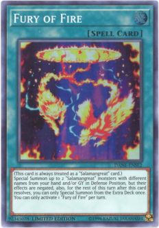 Yu-Gi-Oh Card - DANE-ENSE2 - FURY OF FIRE (super rare holo)