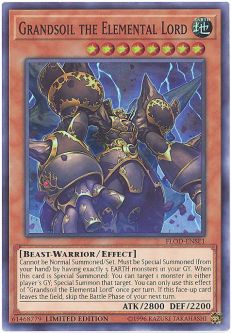 Yu-Gi-Oh Card - FLOD-ENSE1 - GRANDSOIL THE ELEMENTAL LORD (super rare holo)