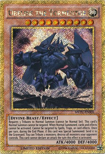 Yu-Gi-Oh Card - MVPC-EN001 - OBELISK THE TORMENTOR (gold secret rare holo)