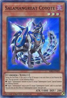 Yu-Gi-Oh Card - RIRA-ENSE1 - SALAMANGREAT COYOTE (super rare holo)