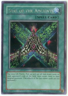 Yu-Gi-Oh Card - PCK-003 - SEAL OF THE ANCIENTS (secret rare holo)