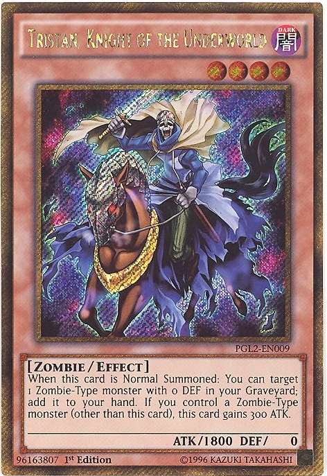 Yu-Gi-Oh Card - PGL2-EN009 - TRISTAN, KNIGHT OF THE UNDERWORLD (gold secret rare holo)