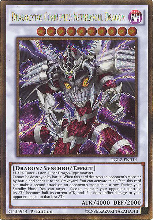 Yu-Gi-Oh Card - PGL2-EN014 - DRAGOCYTOS CORRUPTED NETHERSOUL DRAGON (gold secret rare holo)
