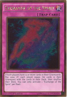 Yu-Gi-Oh Card - PGL2-EN066 - EXCHANGE OF THE SPIRIT (gold secret rare holo)