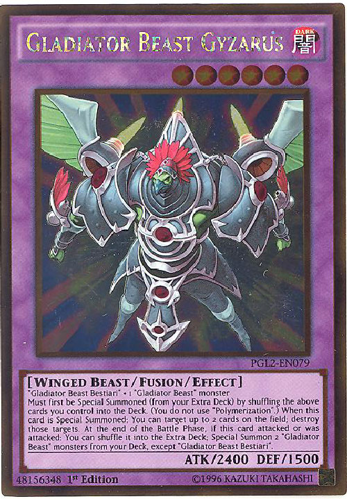 Yu-Gi-Oh Card - PGL2-EN079 - GLADIATOR BEAST GYZARUS (gold rare holo)