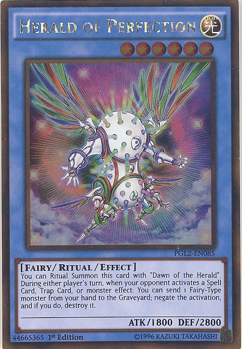 herald yugioh cards YuGiOh Premium Gold: Return of the Bling Gold Rare Herald of Perfection PGL2-EN085