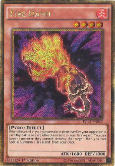 Yu-Gi-Oh Card - PGL3-EN022 - FIRE HAND (gold secret rare holo)
