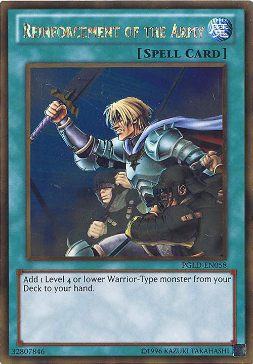 Yu-Gi-Oh Card - PGLD-EN058 - REINFORCEMENT OF THE ARMY (gold rare holo)