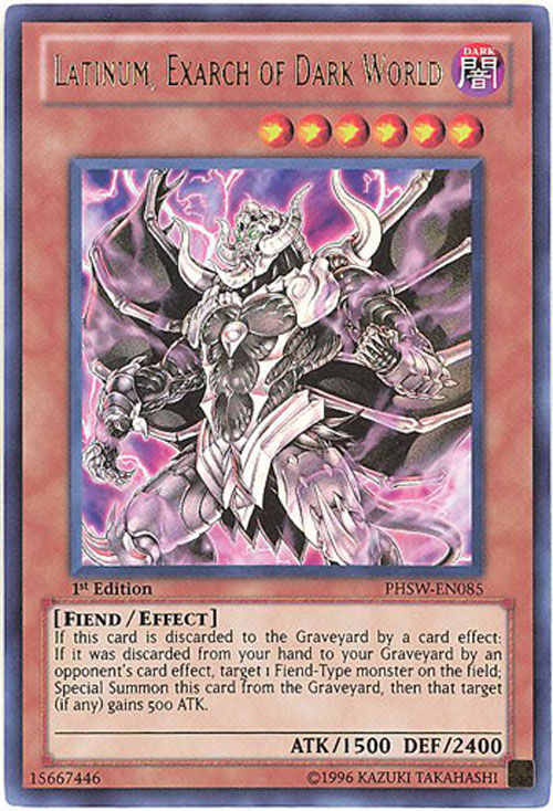 Yu-Gi-Oh Card - PHSW-EN085 - LATINUM, EXARCH OF DARK WORLD (ultra rare holo)