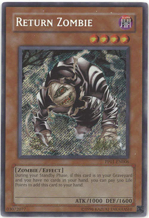 Yu-Gi-Oh Card - PP01-EN006 - RETURN ZOMBIE (secret rare holo) Yu-Gi-Oh Card - PP01-EN006 - RETURN ZOMBIE (secret rare holo)