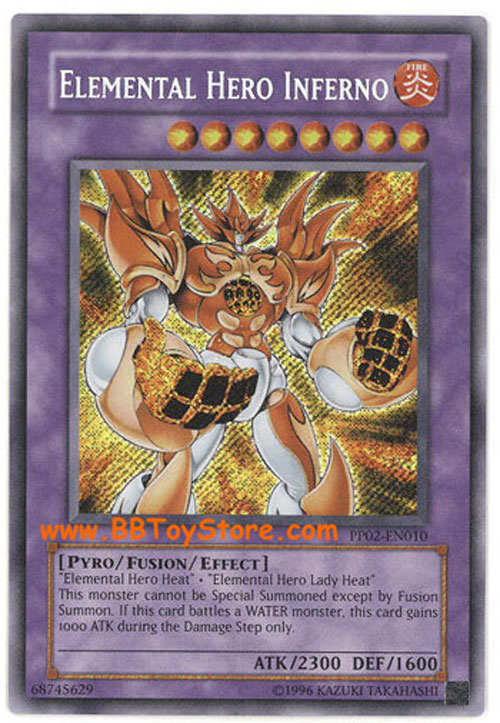 Yu-Gi-Oh Card - PP02-EN010 - ELEMENTAL HERO INFERNO (secret rare holo)
