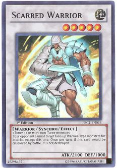 Yu-Gi-Oh Card - PRC1-EN013 - SCARRED WARRIOR (super rare holo)