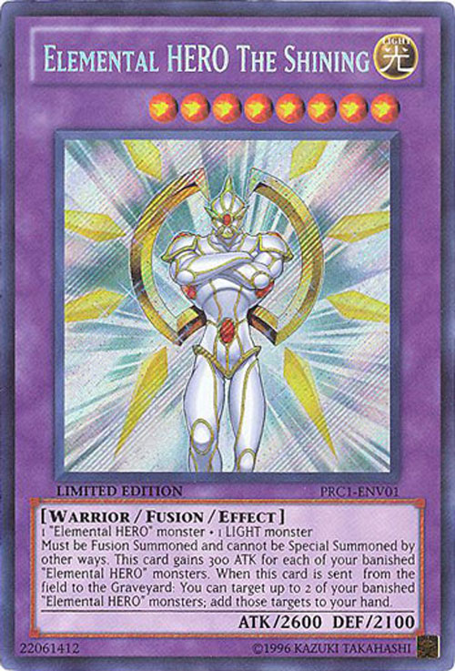 Yu-Gi-Oh Card - PRC1-ENV01 - ELEMENTAL HERO THE SHINING (secret rare holo)