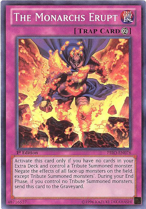 Yu-Gi-Oh Card - PRIO-EN076 - THE MONARCHS ERUPT (super rare holo)