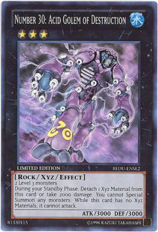 Yu-Gi-Oh Card - REDU-ENSE2 - NUMBER 30: ACID GOLEM OF DESTRUCTION (super rare holo)