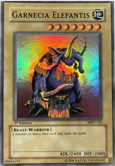 Yu-Gi-Oh Card - MRD-125 - GARNECIA ELEFANTIS (super rare holo) *1st Edition*  *Played*