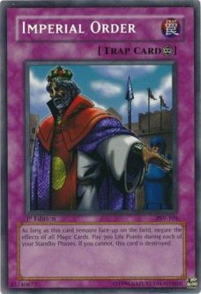 Yu-Gi-Oh Card - PSV-104 - IMPERIAL ORDER (secret rare holo) *1st Edition* *Played*