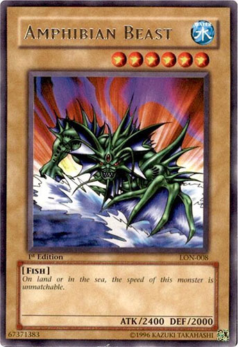 Yu-Gi-Oh Card - LON-008 - AMPHIBIAN BEAST (rare) [1st Edition]