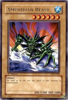Yu-Gi-Oh Card - LON-008 - AMPHIBIAN BEAST (rare) [1st Edition]