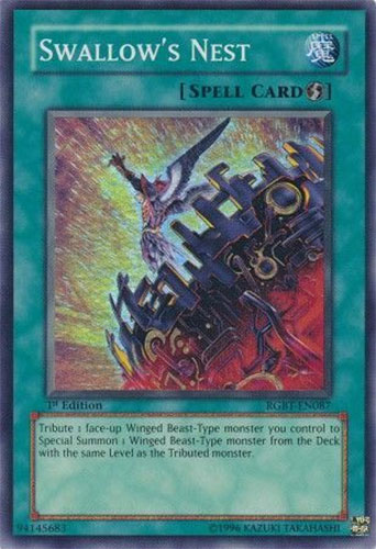Yu-Gi-Oh Card - RGBT-EN087 - SWALLOW'S NEST (super rare holo) *1st Edition*