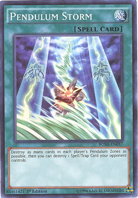 Yu-Gi-Oh Card - BOSH-EN057 - PENDULUM STORM (super rare holo):  BBToyStore.com - Toys, Plush, Trading Cards, Action Figures & Games online  retail store shop sale