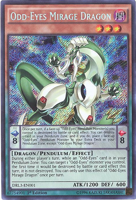 Yu-Gi-Oh Card - DRL3-EN001 - ODD-EYES MIRAGE DRAGON (secret rare holo)