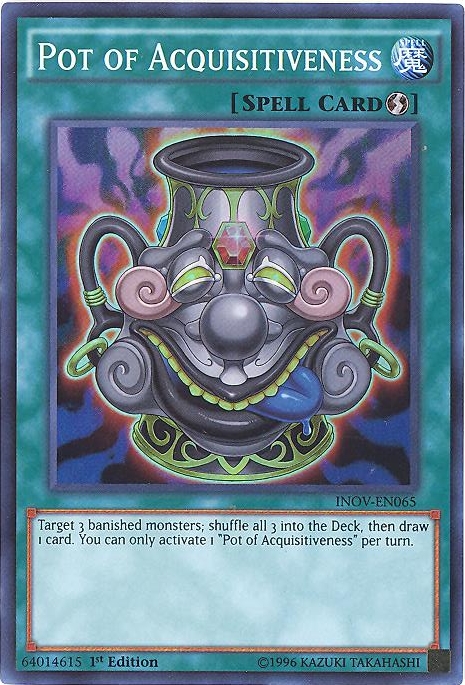 Yu-Gi-Oh Card - INOV-EN065 - POT OF ACQUISITIVENESS (super rare holo)
