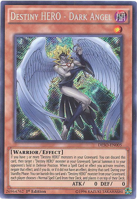 Yu-Gi-Oh Card - DESO-EN005 - DESTINY HERO - DARK ANGEL (secret rare holo)