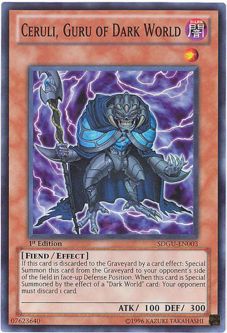 Yu-Gi-Oh Card - SDGU-EN003 - CERULI, GURU OF DARK WORLD (super rare holo)