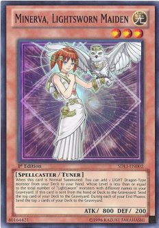 Yu-Gi-Oh Card - SDLI-EN002 - MINERVA, LIGHTSWORN MAIDEN (super rare holo)