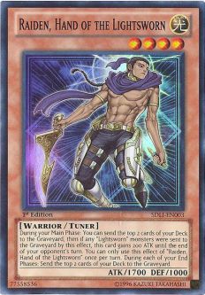 Yu-Gi-Oh Card - SDLI-EN003 - RAIDEN, HAND OF THE LIGHTSWORN (super rare holo)