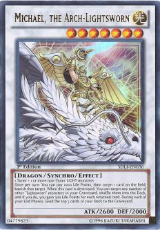 Yu-Gi-Oh Card - SDLI-EN036 - MICHAEL, THE ARCH-LIGHTSWORN (ultra rare holo)