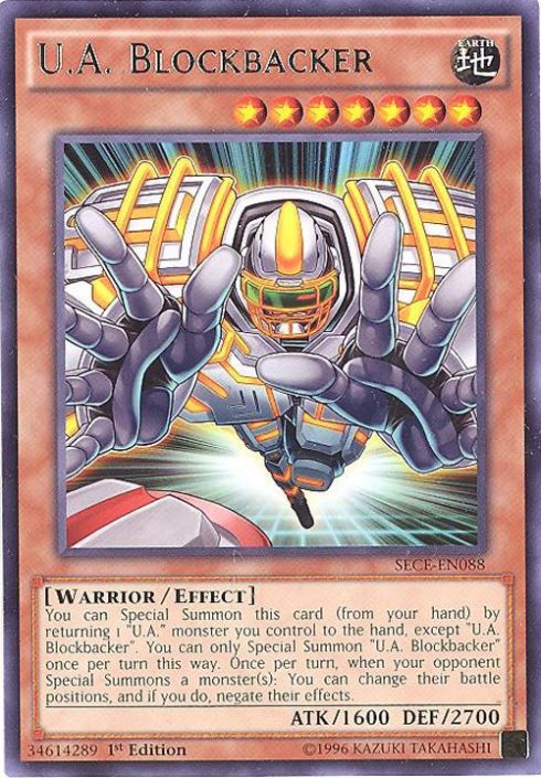 Yu-Gi-Oh Card - SECE-EN088 - U.A. BLOCKBACKER (rare) Yu-Gi-Oh Card - SECE-EN088 - U.A. BLOCKBACKER (rare)