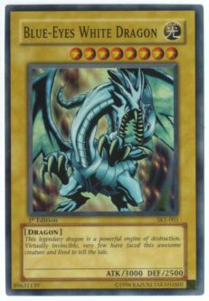 Yu-Gi-Oh Card - SKE-001 - BLUE EYES WHITE DRAGON (super rare holo) *Played*