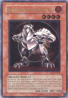 Yu-Gi-Oh Card - SOD-EN006 - HORUS THE BLACK FLAME DRAGON LV4 (ultimate rare holo) *Played*