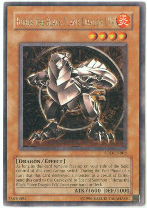 Yu-Gi-Oh Card - SOD-EN006 - HORUS THE BLACK FLAME DRAGON LV4 (rare)