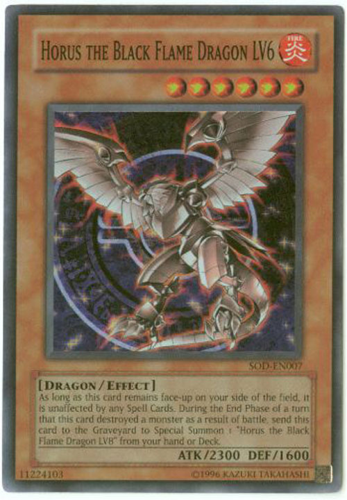 Yu-Gi-Oh Card - SOD-EN007 - HORUS THE BLACK FLAME DRAGON LV6 (super rare holo)