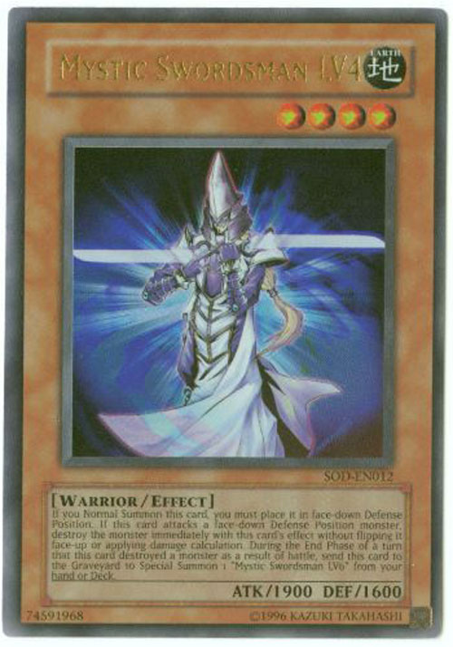 Yu-Gi-Oh Card - SOD-EN012 - MYSTIC SWORDSMAN LV4 (ultra rare holo)