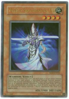 Yu-Gi-Oh Card - SOD-EN012 - MYSTIC SWORDSMAN LV4 (ultra rare holo)