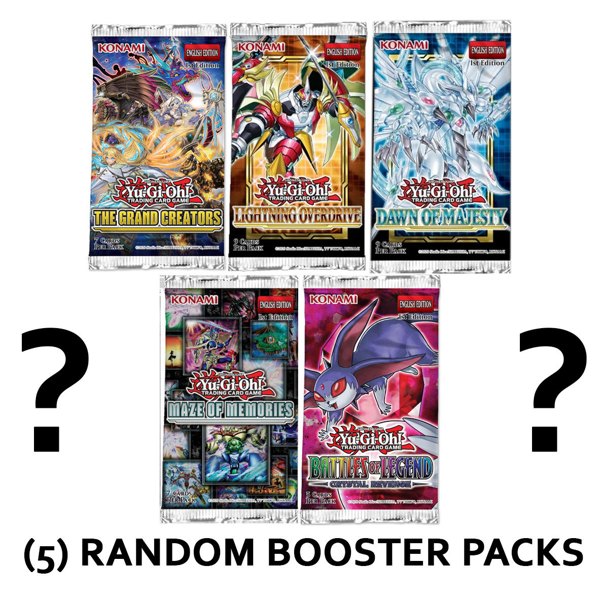 YuGiOh Cards Booster Packs 5 PACK LOT (5 Different Yugioh Boosters
