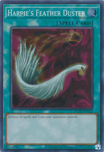 Yu-Gi-Oh! Sammelkarte 'Harpie's Feather Duster' – Super Rare, 1. Auflage, Aus ägyptischem Gott Deck