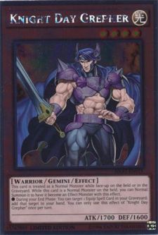 Yu-Gi-Oh Card - NKRT-EN015 - KNIGHT DAY GREPHER (platinum rare)