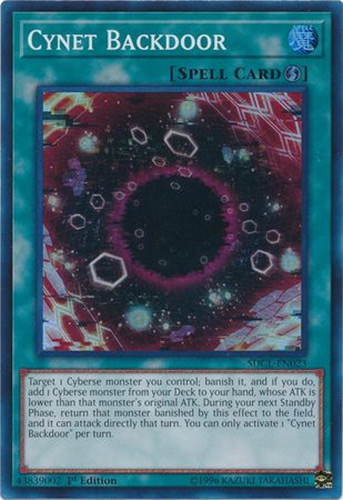 Yu-Gi-Oh Card - SDCL-EN023 - CYNET BACKDOOR (super rare holo)